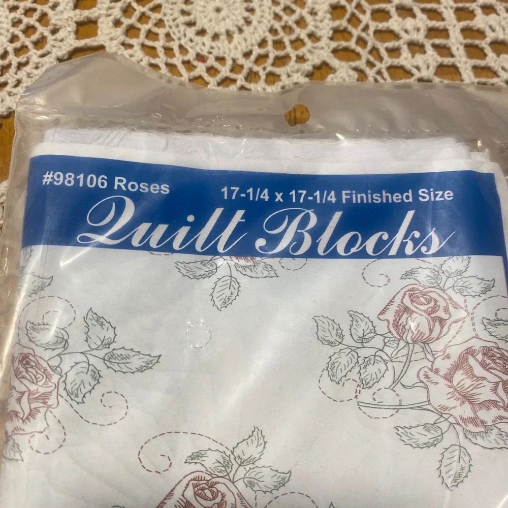 Fairway Needlecraft Quilt Blocks White New Roses Embroidery‎ Kit New